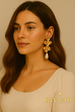 Load image into Gallery viewer, Golden Petal Drop Earrings