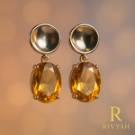 Load image into Gallery viewer, Amber Halo Drop Earrings