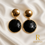 Load image into Gallery viewer, Obsidian Halo Disc Earrings