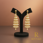 Load image into Gallery viewer, Rivyah Golden Baguette Tiered Cascade Earrings