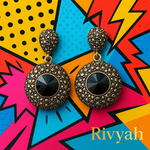 Load image into Gallery viewer, Rivyah Noir Halo Drop Earrings