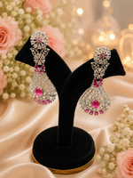 Load image into Gallery viewer, Elegant Pink & Silver Chandelier Earrings