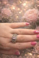 Load image into Gallery viewer, Pink Crystal Gold Finish Party Wear Ring