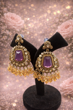 Load image into Gallery viewer, Zarika Purple Stone Statement Earrings
