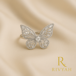 Load image into Gallery viewer, Elegant Silver-Plated Butterfly Ring with Zircon Detailing for Women & Girls