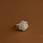 Load image into Gallery viewer, Stunning Silver-Plated Floral Cluster Ring with Marquise Stones for Women & Girls