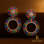 Load image into Gallery viewer, Bold Multicolor Hoop Earrings with Gold-Tone Finish for Women & Girls