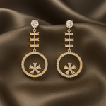 Load image into Gallery viewer, Glamorous Gold-Tone Dangle Earrings with Crystal Accents for Women & Girls
