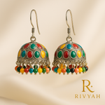 Load image into Gallery viewer, Multicolor Ethnic Jhumka Earrings