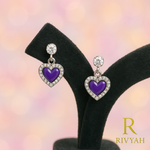 Load image into Gallery viewer, Rivyah Violet Heart Drop Earrings