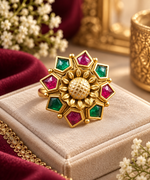 Load image into Gallery viewer, Multicolor Kundan Gold Statement Ring for Women | Rivyah Studio