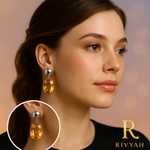 Load image into Gallery viewer, Amber Halo Drop Earrings