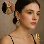 Load image into Gallery viewer, Rivyah Golden Blossom Fan Drop Earrings