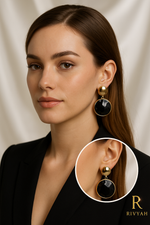 Load image into Gallery viewer, Obsidian Halo Disc Earrings
