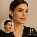 Load image into Gallery viewer, Rivyah Azure Concave Cup Drop Earrings