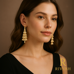Load image into Gallery viewer, Rivyah Golden Baguette Tiered Cascade Earrings