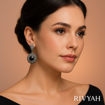 Load image into Gallery viewer, Rivyah Noir Halo Drop Earrings