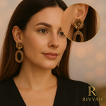 Load image into Gallery viewer, Rivyah Daisy Bead Oval Drop Earrings for women