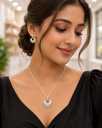 Load image into Gallery viewer, Elegant Heart Pendant Necklace & Earrings Set | Silver-Plated Crystal Jewelry for Women