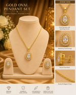 Load image into Gallery viewer, Elegant Gold Oval Pendant Necklace & Earrings Set | Crystal Jewelry for Women