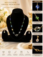 Load image into Gallery viewer, Elegant Multi-Color Crystal Beaded Necklace & Earrings Set | Gold-Plated Jewelry for Women