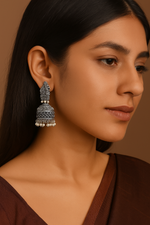 Load image into Gallery viewer, Antique Peacock Dome Jhumkas for women