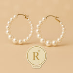 Load image into Gallery viewer, Pearl Cascade Hoop Earrings