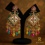 Load image into Gallery viewer, Prismatic Glow Kundan Chandbali Earrings