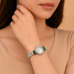 Load image into Gallery viewer, Elegant Dual-Strand Crystal Bracelet Watch with Multicolor Stones for Women