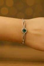 Load image into Gallery viewer, Emerald Sparkle Silver Bracelet for women - Rivyah