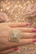 Load image into Gallery viewer, White Crystal Gold Finish Party Wear Ring