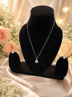 Load image into Gallery viewer, Elegant Pink Teardrop Pendant Necklace & Earrings Set | Silver-Plated Crystal Jewelry for Women
