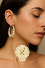 Load image into Gallery viewer, Pearl Cascade Hoop Earrings