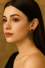 Load image into Gallery viewer, Midnight Orbit Hoop Earrings for women - Rivyah