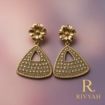 Load image into Gallery viewer, Rivyah Golden Blossom Fan Drop Earrings
