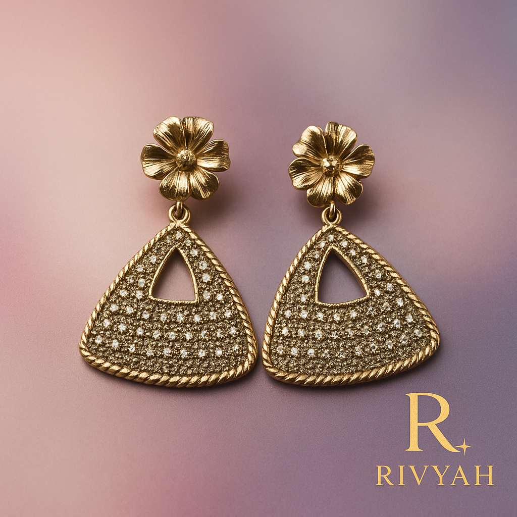 Rivyah Golden Blossom Fan Drop Earrings