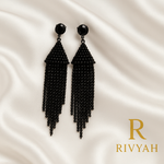 Load image into Gallery viewer, Rivyah Noir Cascade Tassel Earrings
