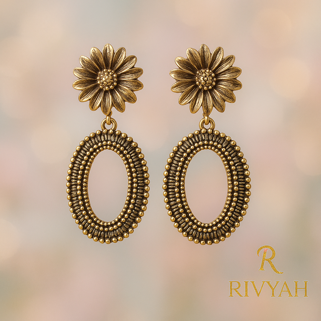 Rivyah Daisy Bead Oval Drop Earrings for women