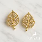 Load image into Gallery viewer, Rivyah Crystal Leaf Stud Earrings
