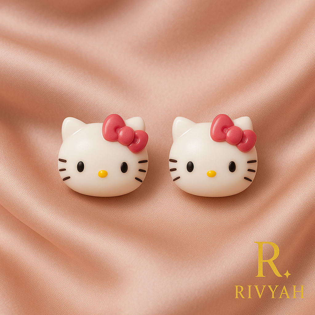 Hello Kitty Ribbon Enamel Stud Earrings