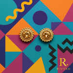 Load image into Gallery viewer, Golden Sunburst Halo Stud Earrings
