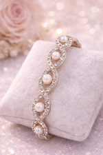 Load image into Gallery viewer, Pearl Crystal Infinity Bracelet