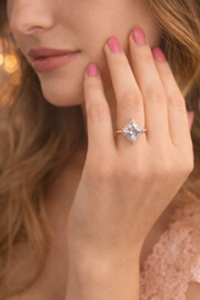 Square Crystal Rose Gold Finish Ring