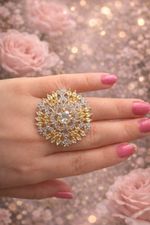 Load image into Gallery viewer, Gold Finish Floral Statement Ring for Women