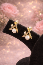 Load image into Gallery viewer, Modern Pearl Drop Stud Earrings