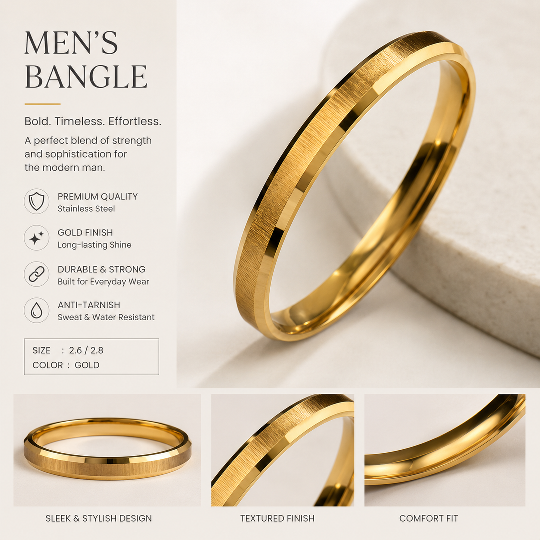 Men’s Golden Kada – Classic Gold-Tone Statement Bracelet