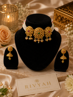 Load image into Gallery viewer, Royal Pearl Choker Set with Jhumka Earrings