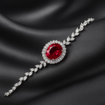 Load image into Gallery viewer, Elegant Silver-Plated Bracelet with Red Crystal Center for Women &amp; Girls
