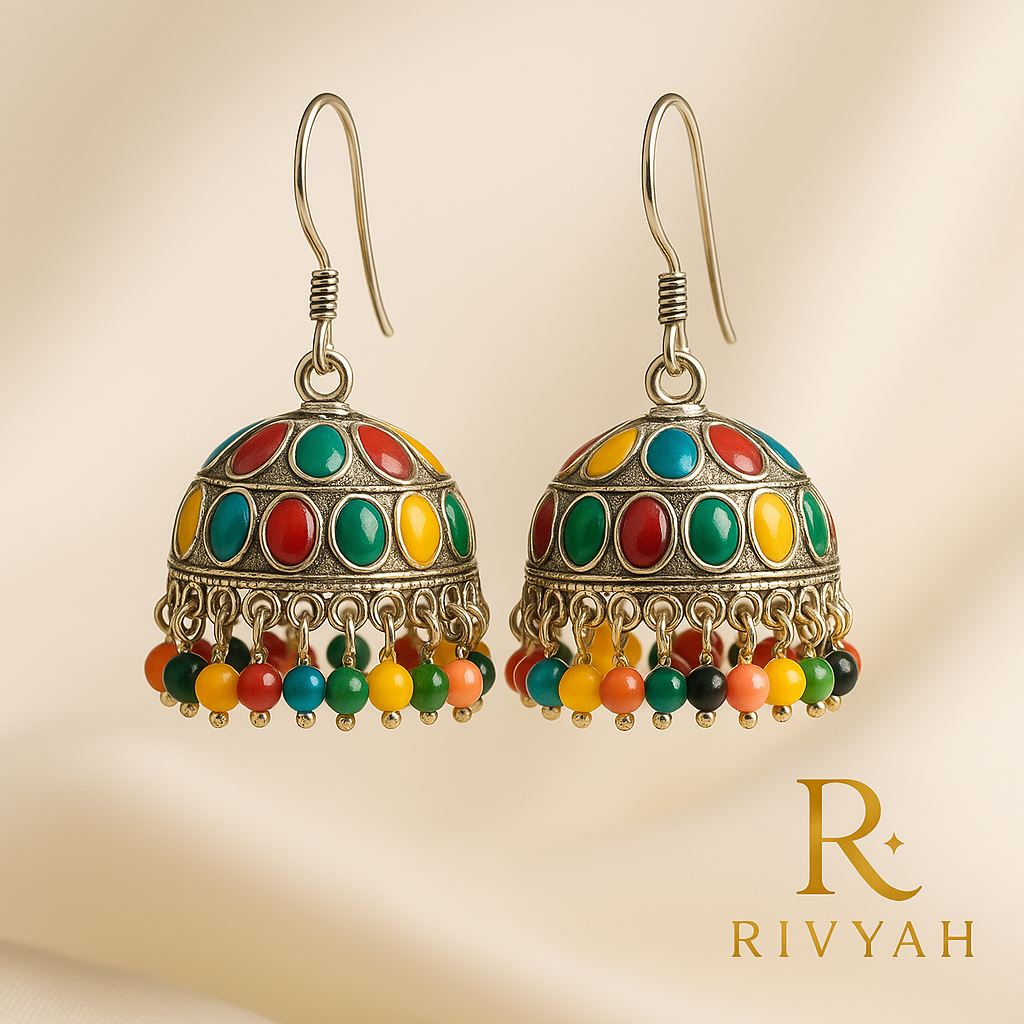 Multicolor Ethnic Jhumka Earrings