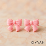 Load image into Gallery viewer, Pastel Pink Scalloped Bow Earrings
